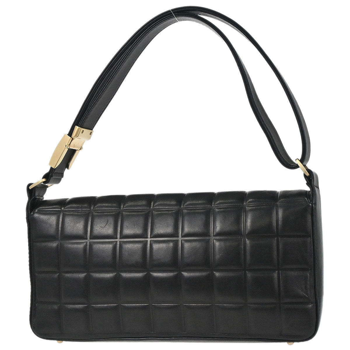 Chanel 2002 - 2003 Black Lambskin Choco Bar Shoulder Bag