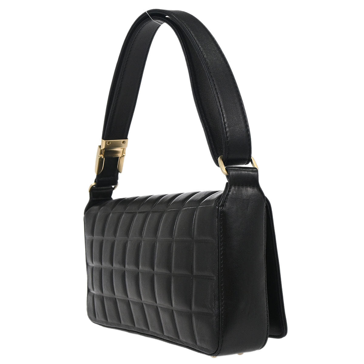 Chanel 2002 - 2003 Black Lambskin Choco Bar Shoulder Bag