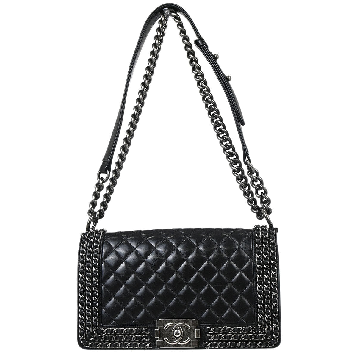 Chanel Boy Chanel 2016 - 2017 Black Calfskin Medium Chain Shoulder Bag