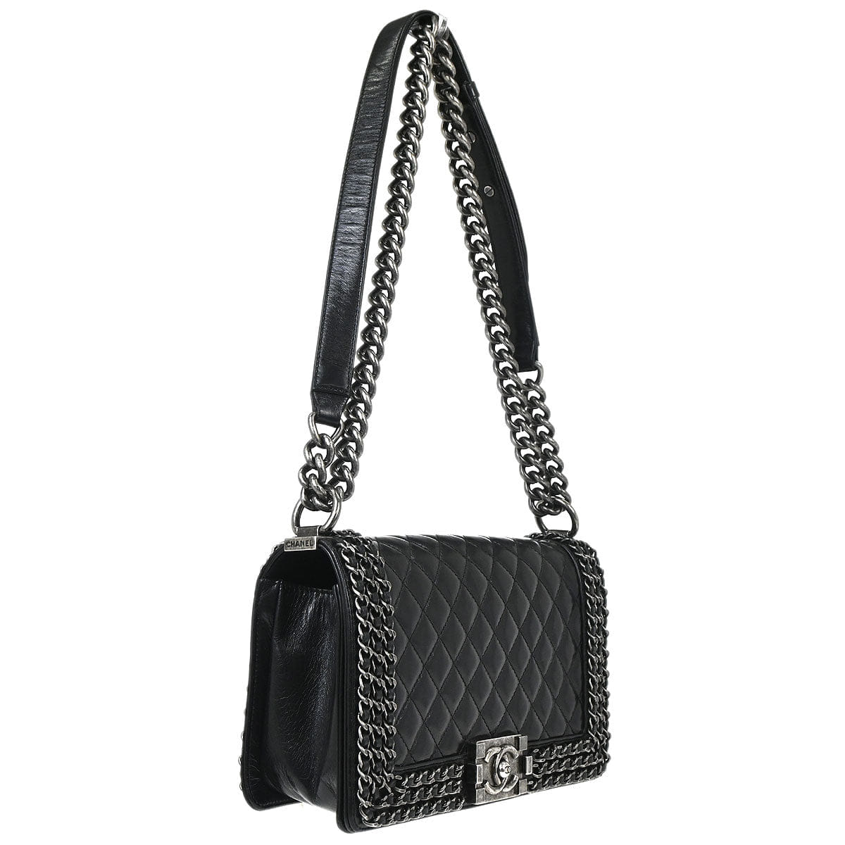 Chanel Boy Chanel 2016 - 2017 Black Calfskin Medium Chain Shoulder Bag