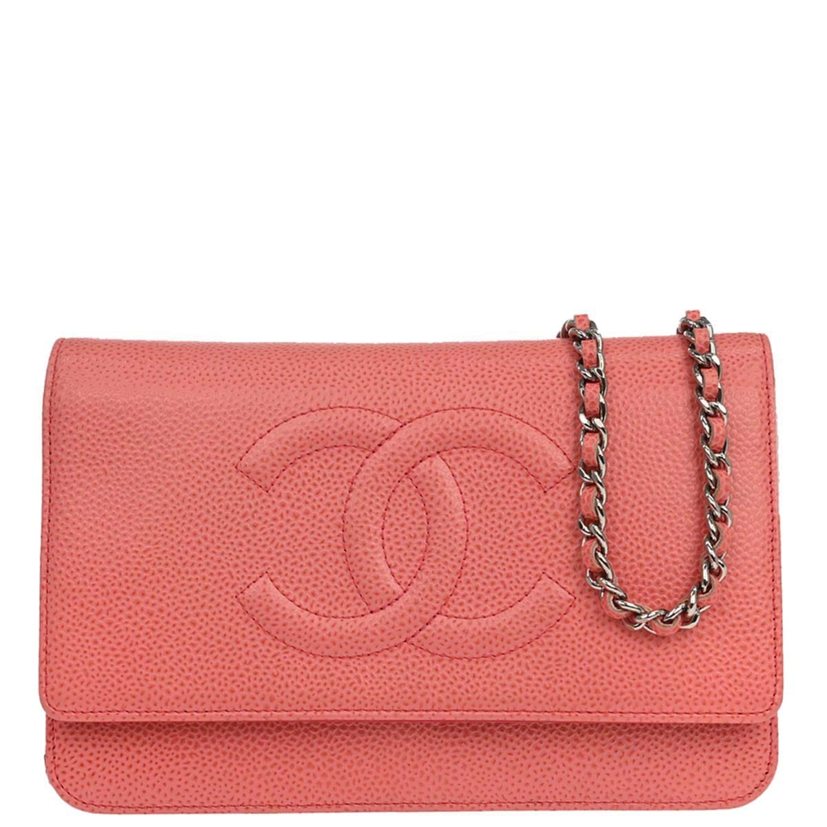 Chanel 2012 - 2013 Orange Caviar Skin Timeless WOC Wallet on Chain Shoulder Bag
