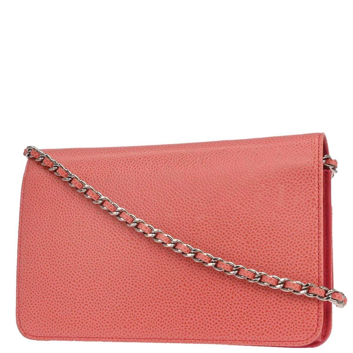 Chanel 2012 - 2013 Orange Caviar Skin Timeless WOC Wallet on Chain Shoulder Bag