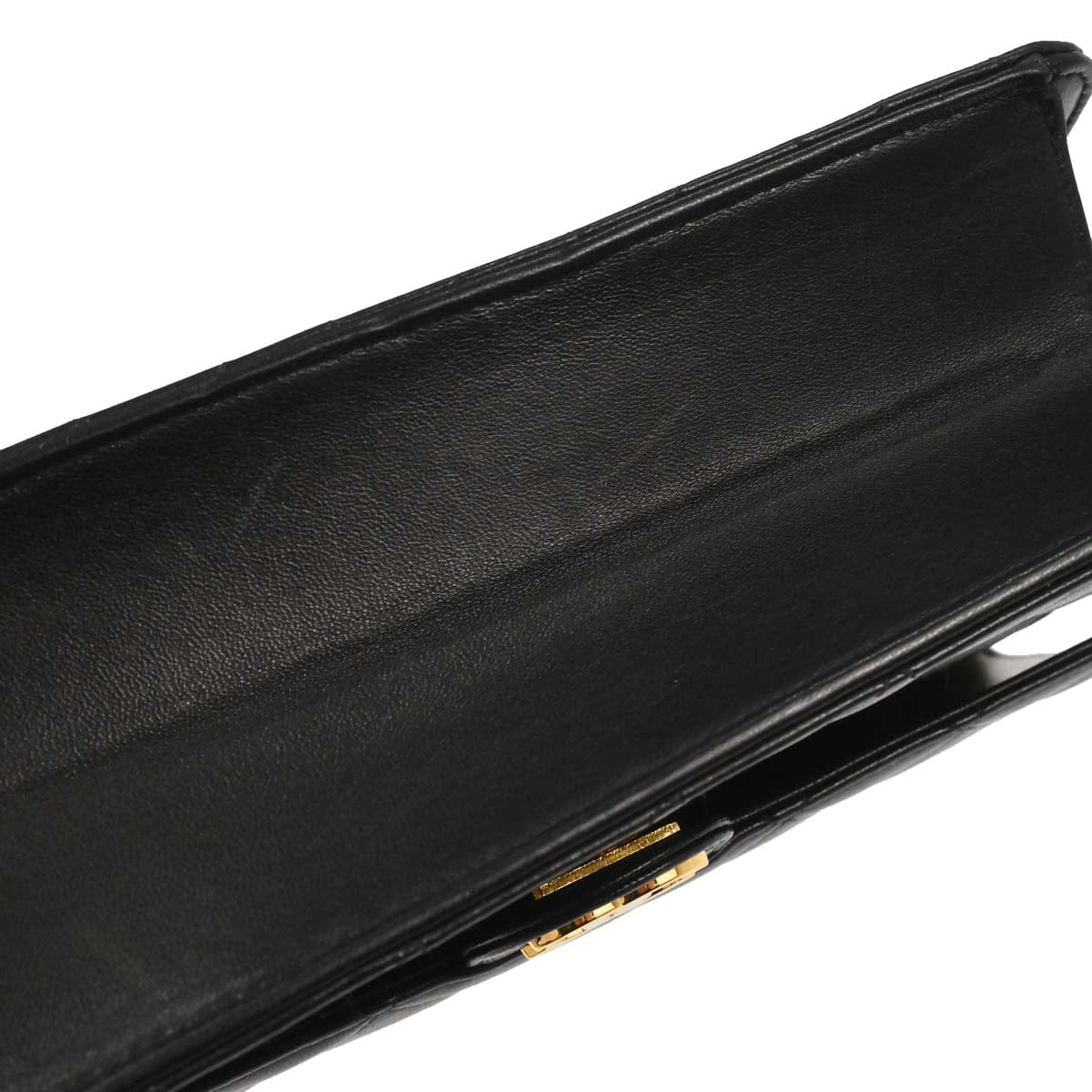Chanel 1996 - 1997 Black Lambskin Pushlock Small Half Flap Shoulder Bag