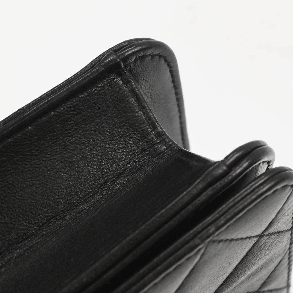 Chanel 1996 - 1997 Black Lambskin Pushlock Mini Full Flap Shoulder Bag