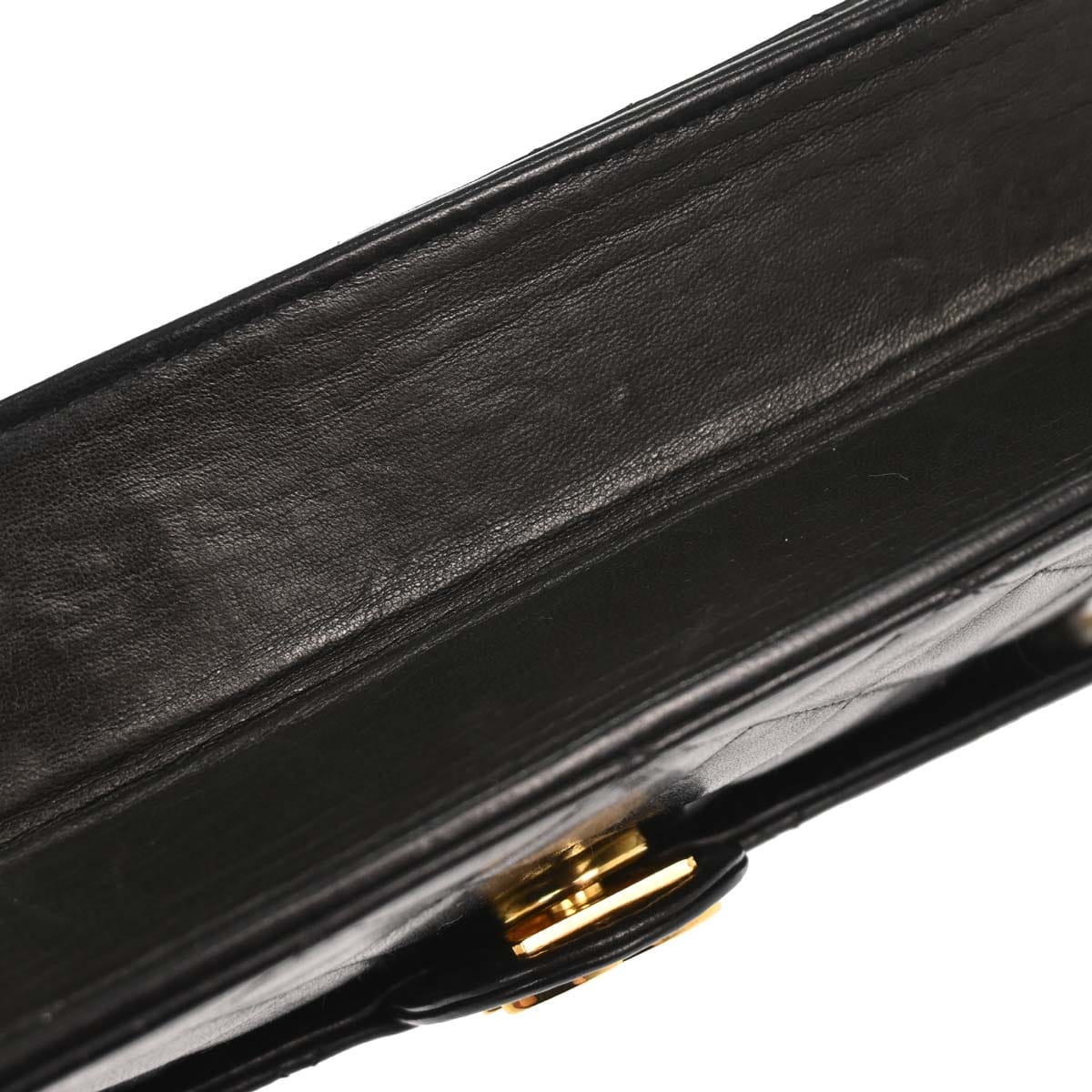 Chanel 1997 - 1999 Black Lambskin Pushlock Medium Half Flap Shoulder Bag