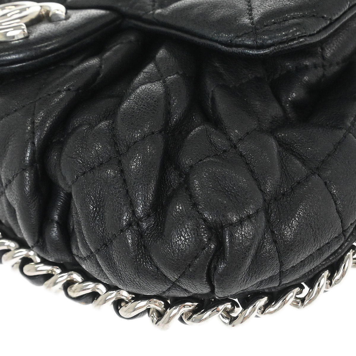 Chanel 2015 Black Calfskin Chain Around Shoulder Bag