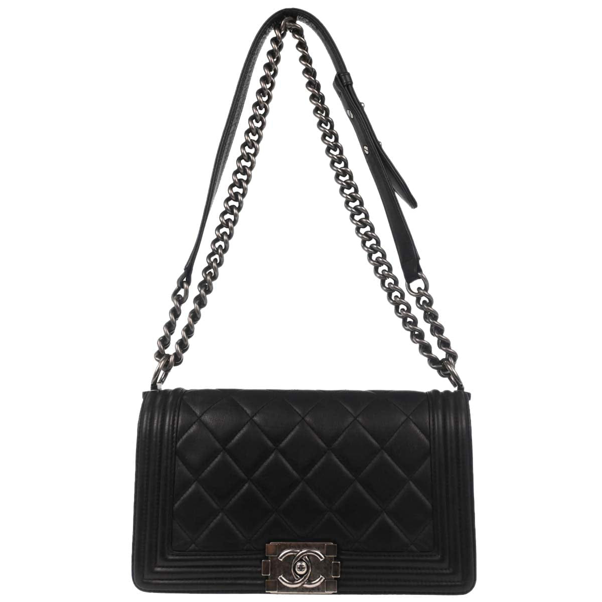Chanel Boy Chanel 2014 Black Lambskin Medium Shoulder Bag
