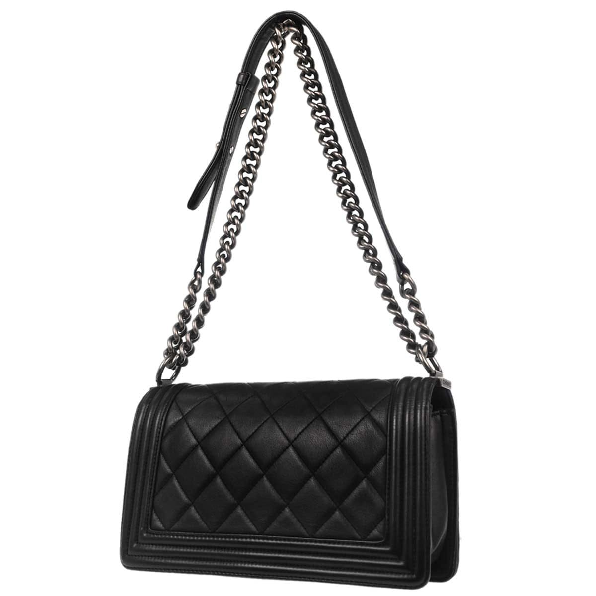 Chanel Boy Chanel 2014 Black Lambskin Medium Shoulder Bag