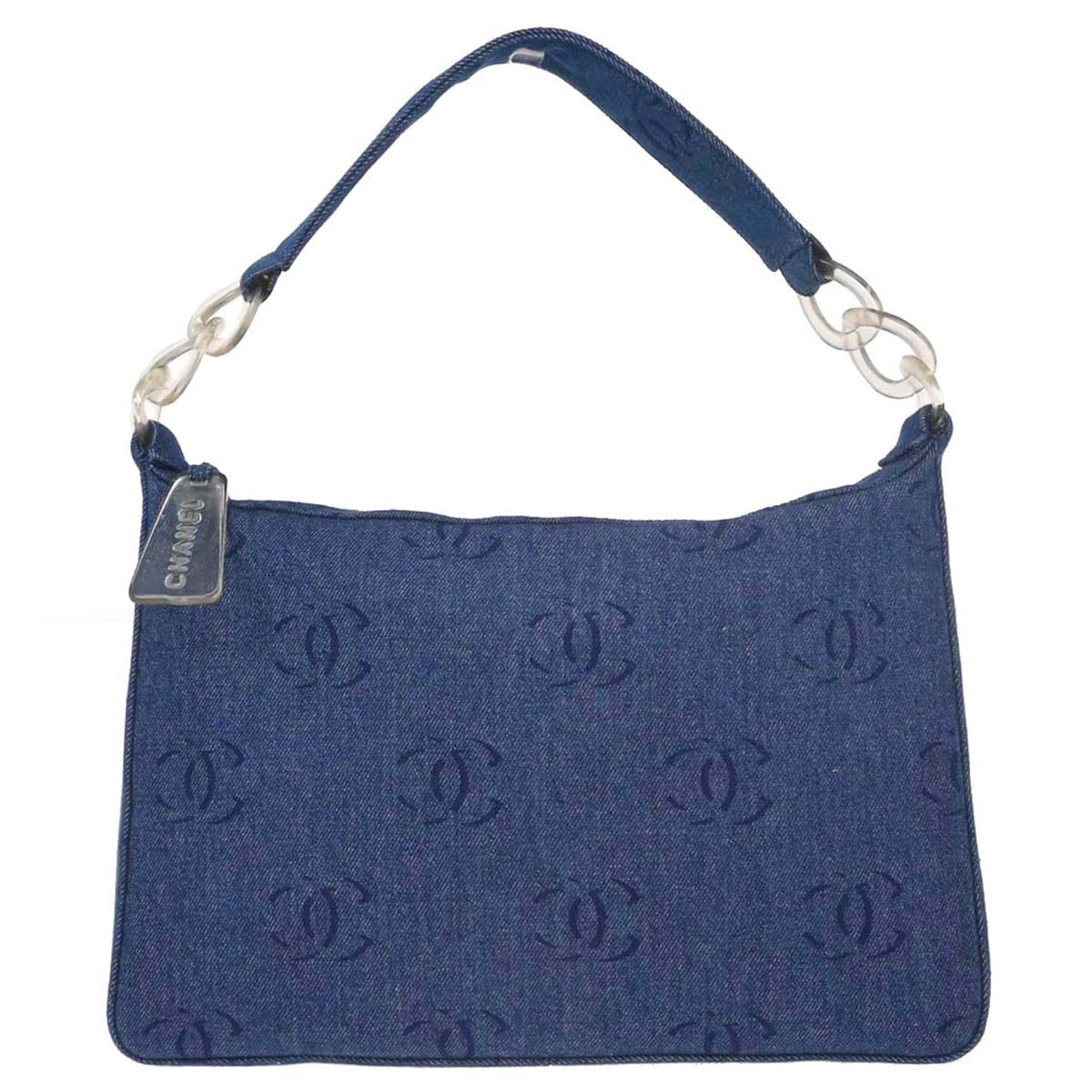 Chanel 2002 - 2003 Blue Denim Acrylic Chain Shoulder Bag