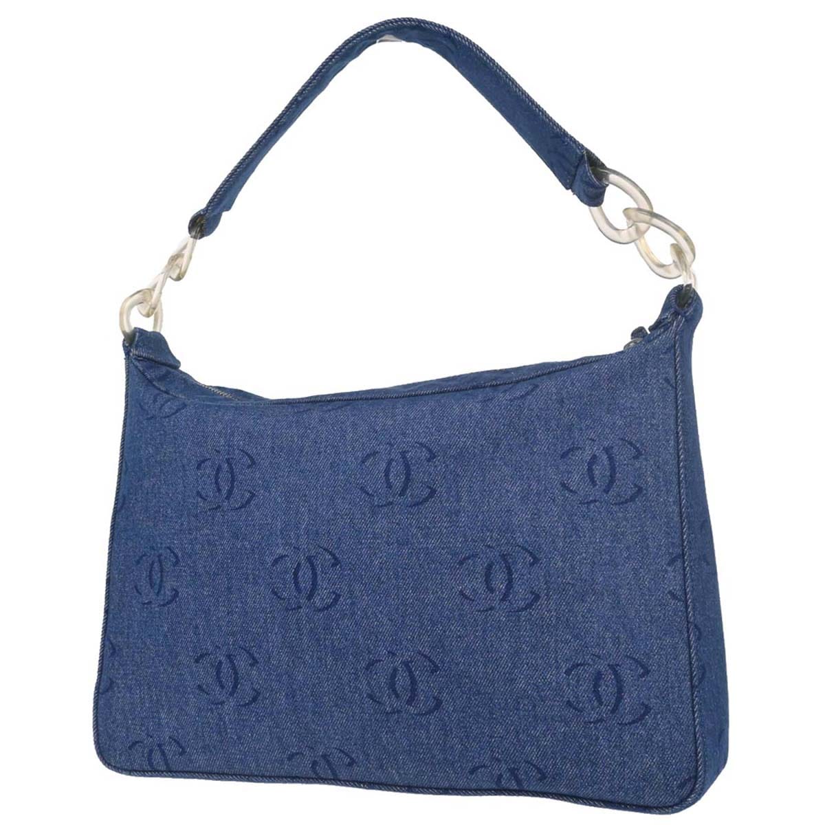 Chanel 2002 - 2003 Blue Denim Acrylic Chain Shoulder Bag