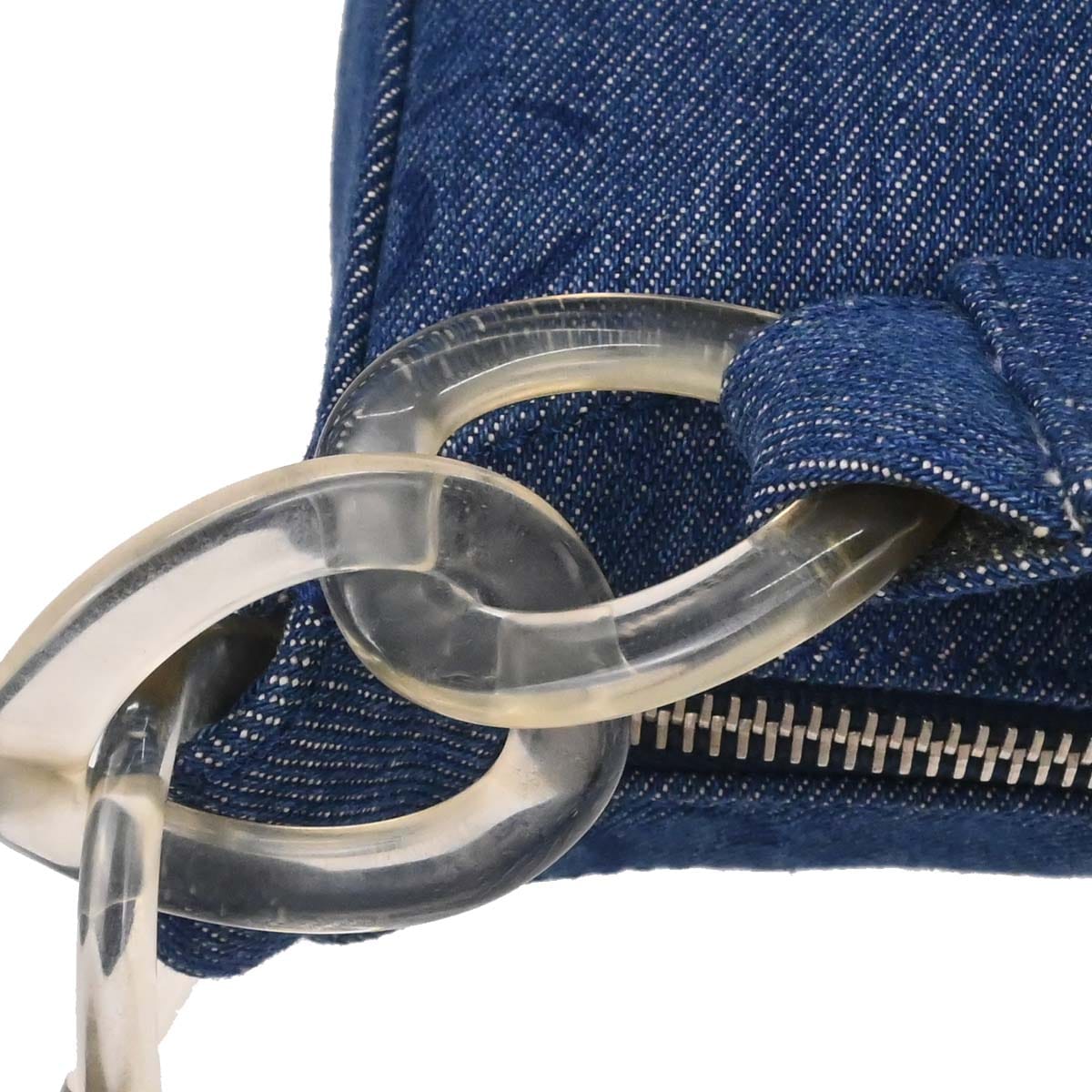 Chanel 2002 - 2003 Blue Denim Acrylic Chain Shoulder Bag