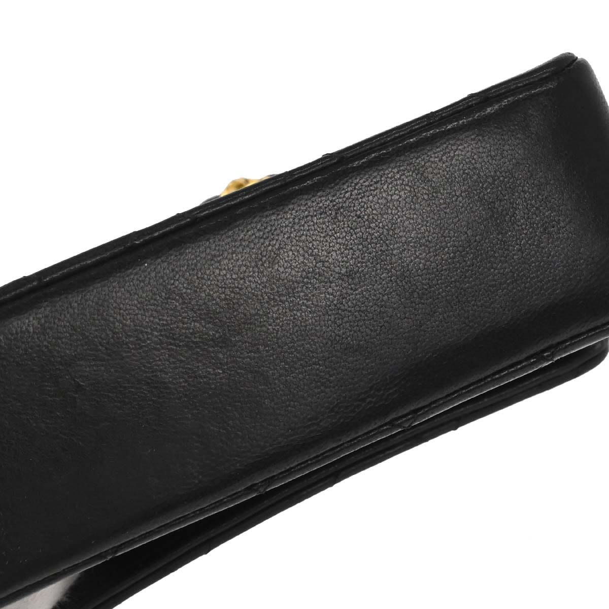 Chanel 1989 - 1991 Black Lambskin Straight Flap Shoulder Bag