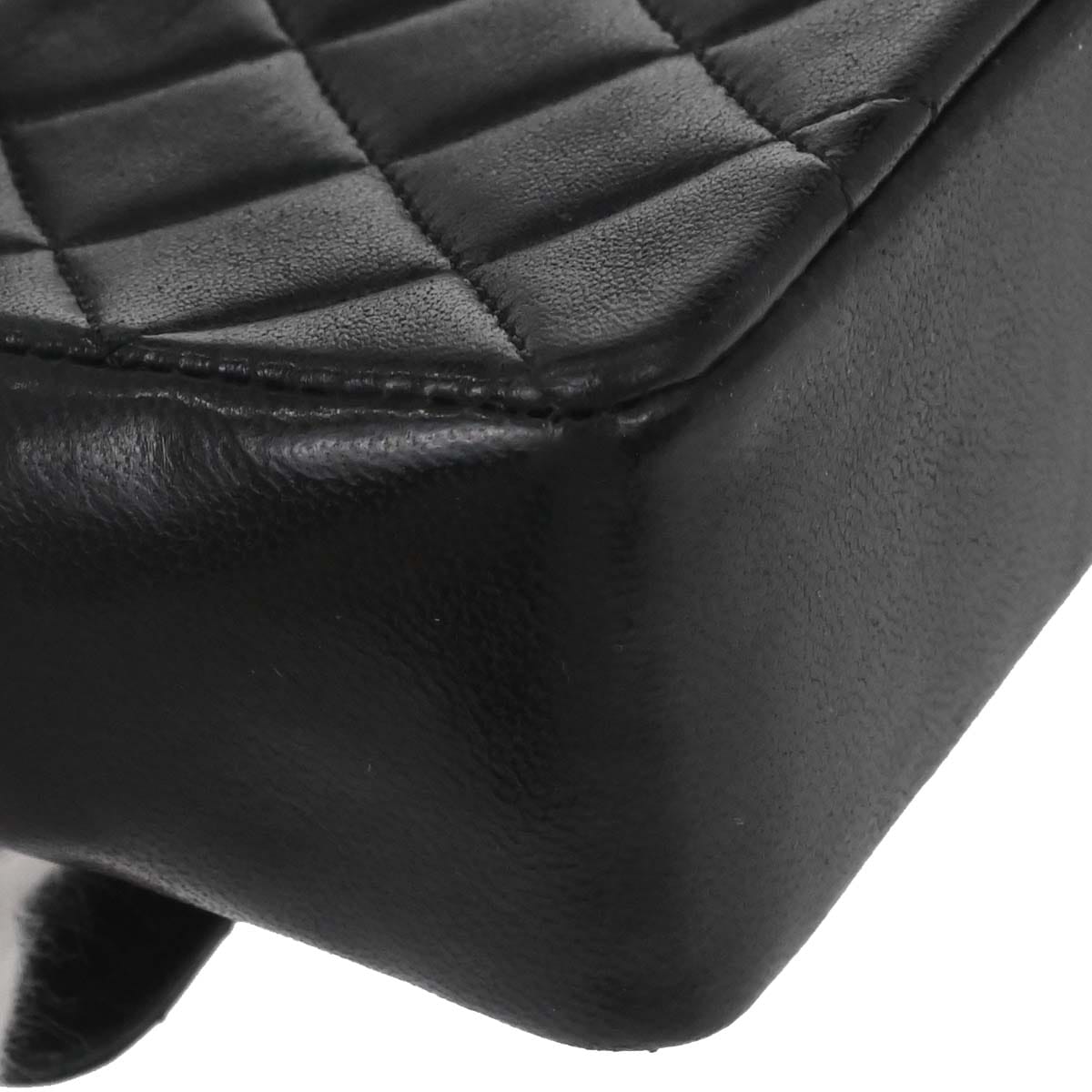Chanel 1989 - 1991 Black Lambskin Straight Flap Shoulder Bag