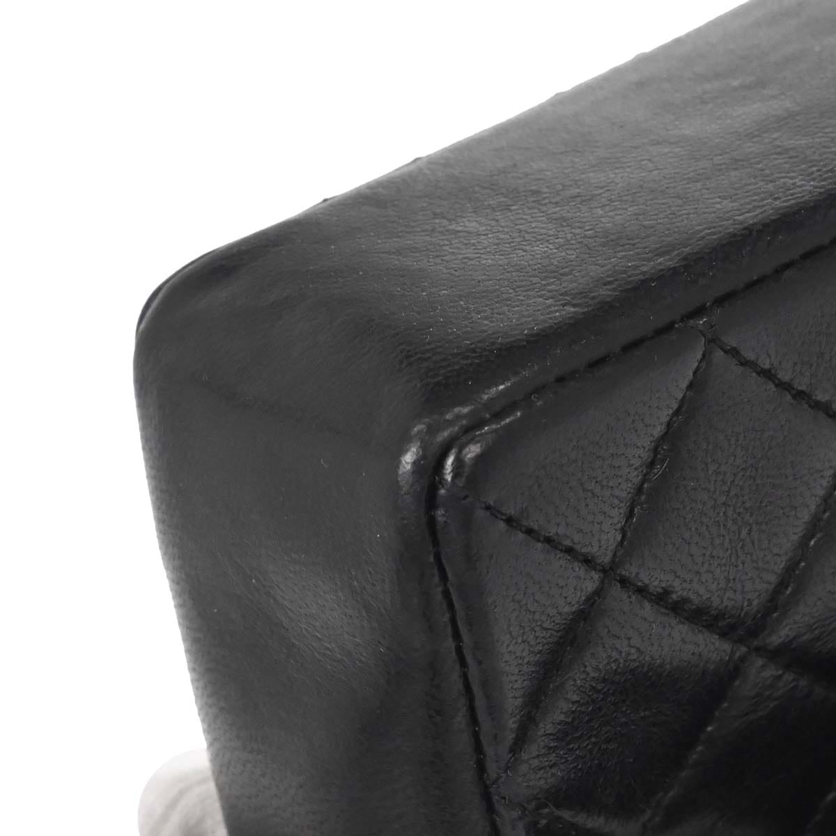 Chanel 1989 - 1991 Black Lambskin Straight Flap Shoulder Bag