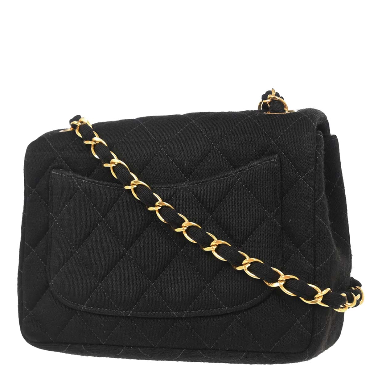 Chanel 1986 - 1988 Black Cotton Mini Classic Square Flap Shoulder Bag 17