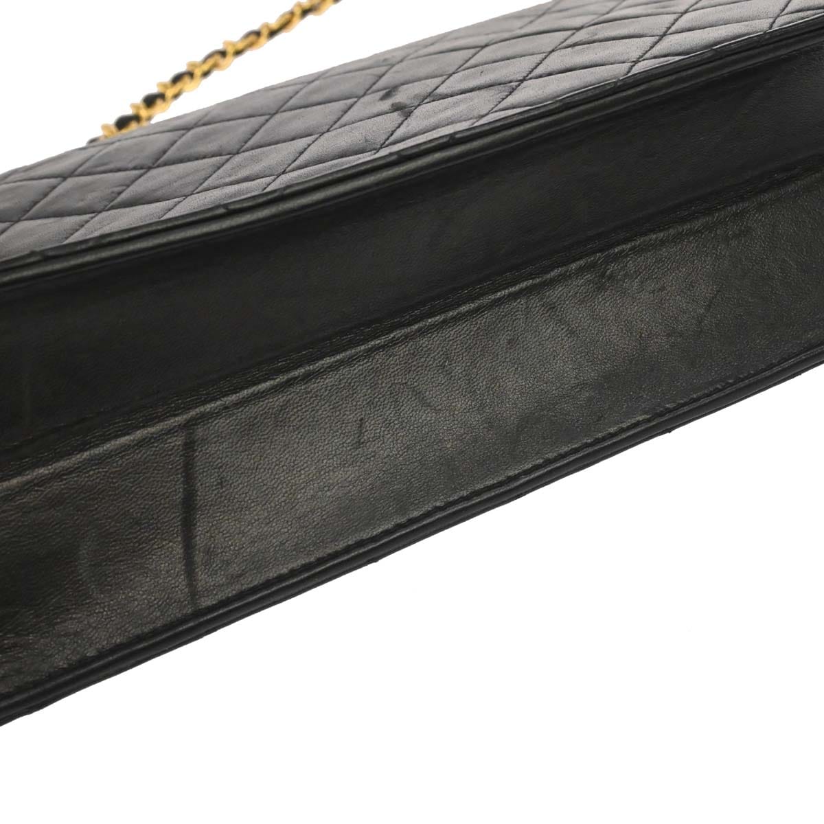 Chanel 1996 - 1997 Black Lambskin Pushlock Medium Half Flap Shoulder Bag