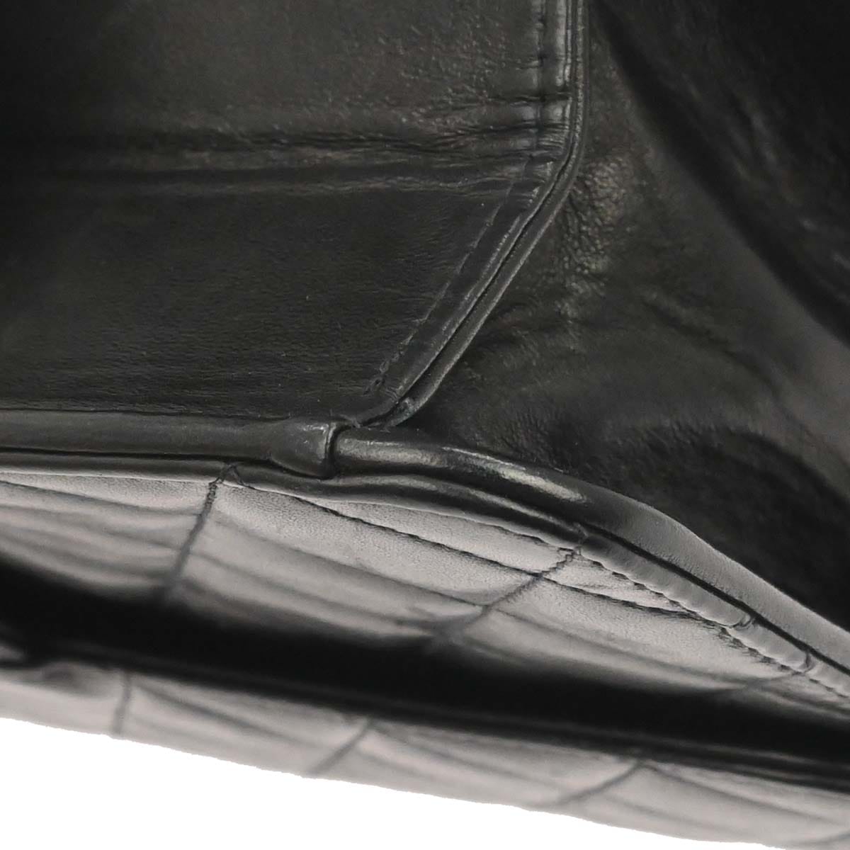 Chanel 1996 - 1997 Black Lambskin Pushlock Medium Half Flap Shoulder Bag