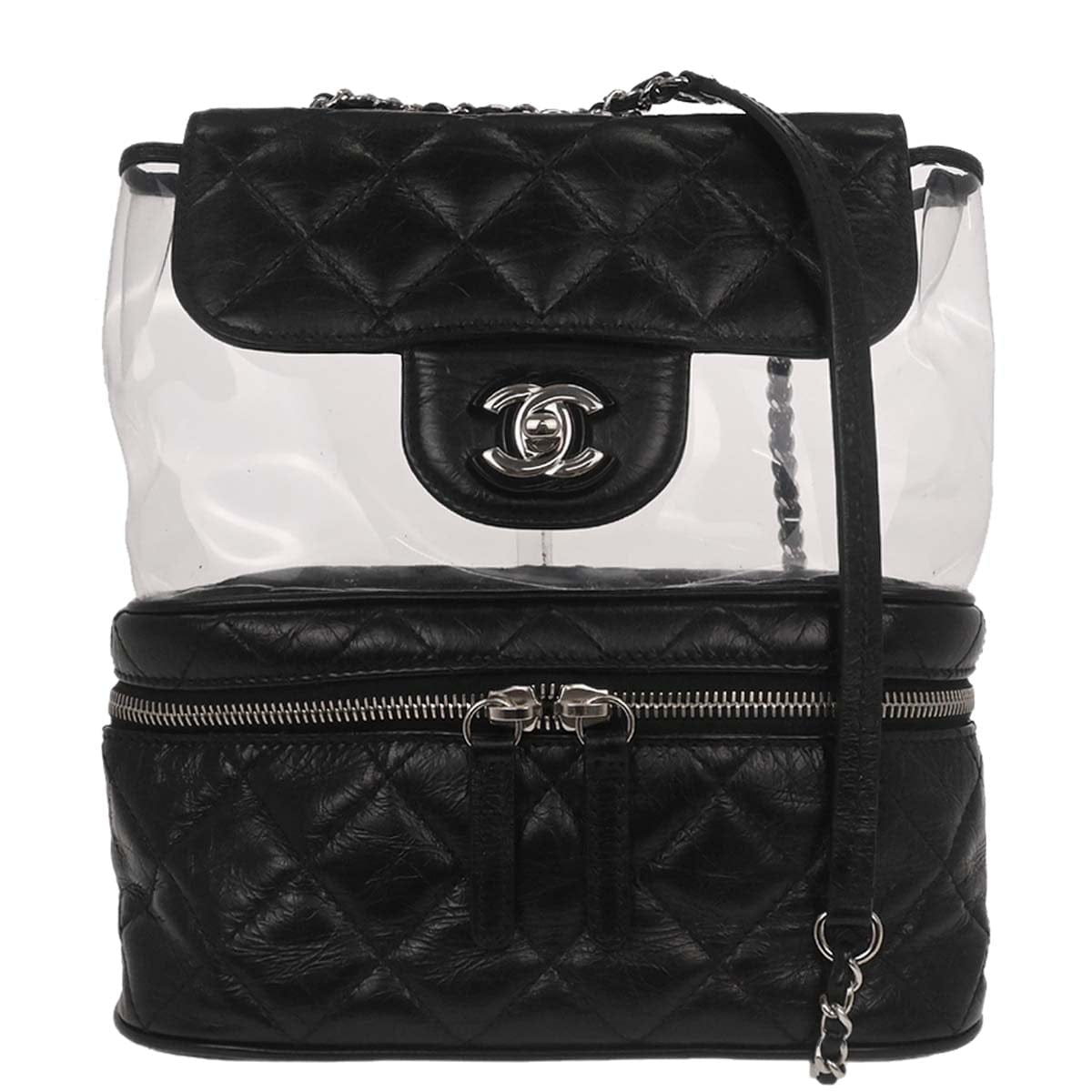 Chanel 2018 Black Calfskin PVC Aquarium Shoulder Bag