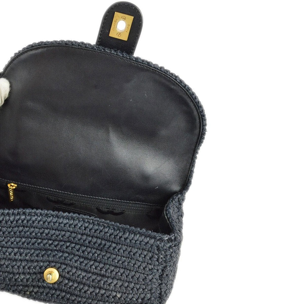 Chanel 2005 - 2006 Black Straw Chain Shoulder Bag