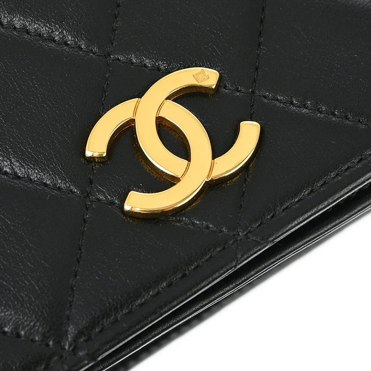 Chanel 1996 - 1997 Black Lambskin Pushlock Small Full Flap Shoulder Bag
