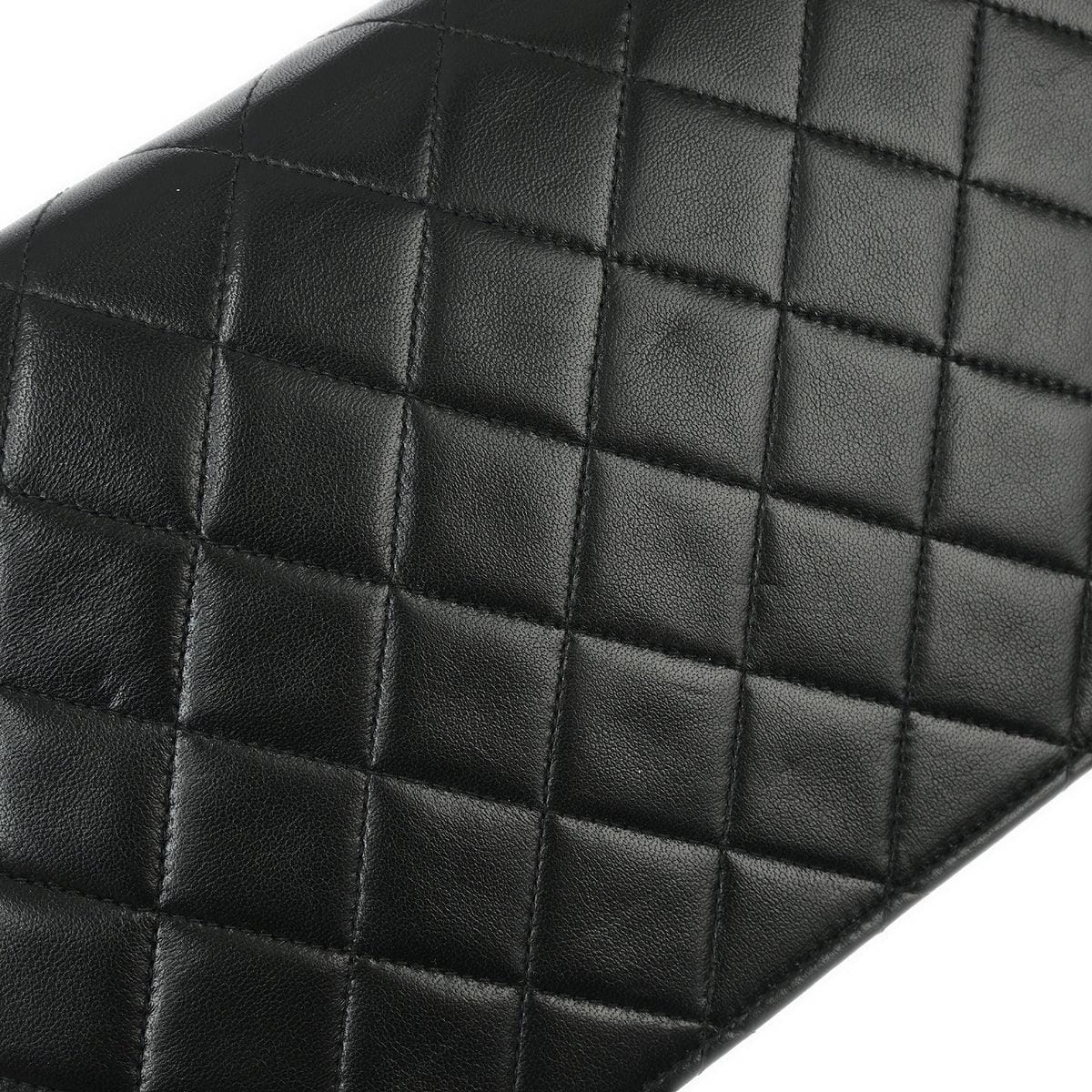 Chanel 1996 - 1997 Black Lambskin Pushlock Small Full Flap Shoulder Bag