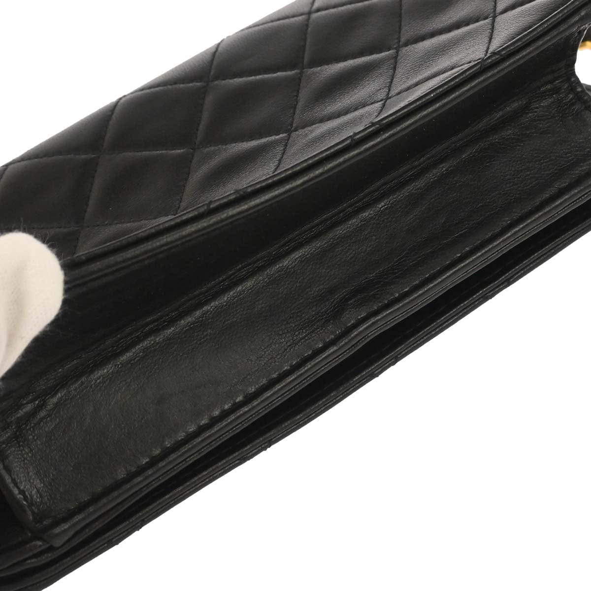 Chanel 1997 - 1999 Black Lambskin Pushlock Mini Full Flap Shoulder Bag