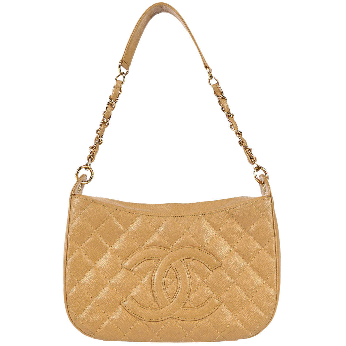 Chanel 2004 - 2005 Beige Caviar Shoulder Bag