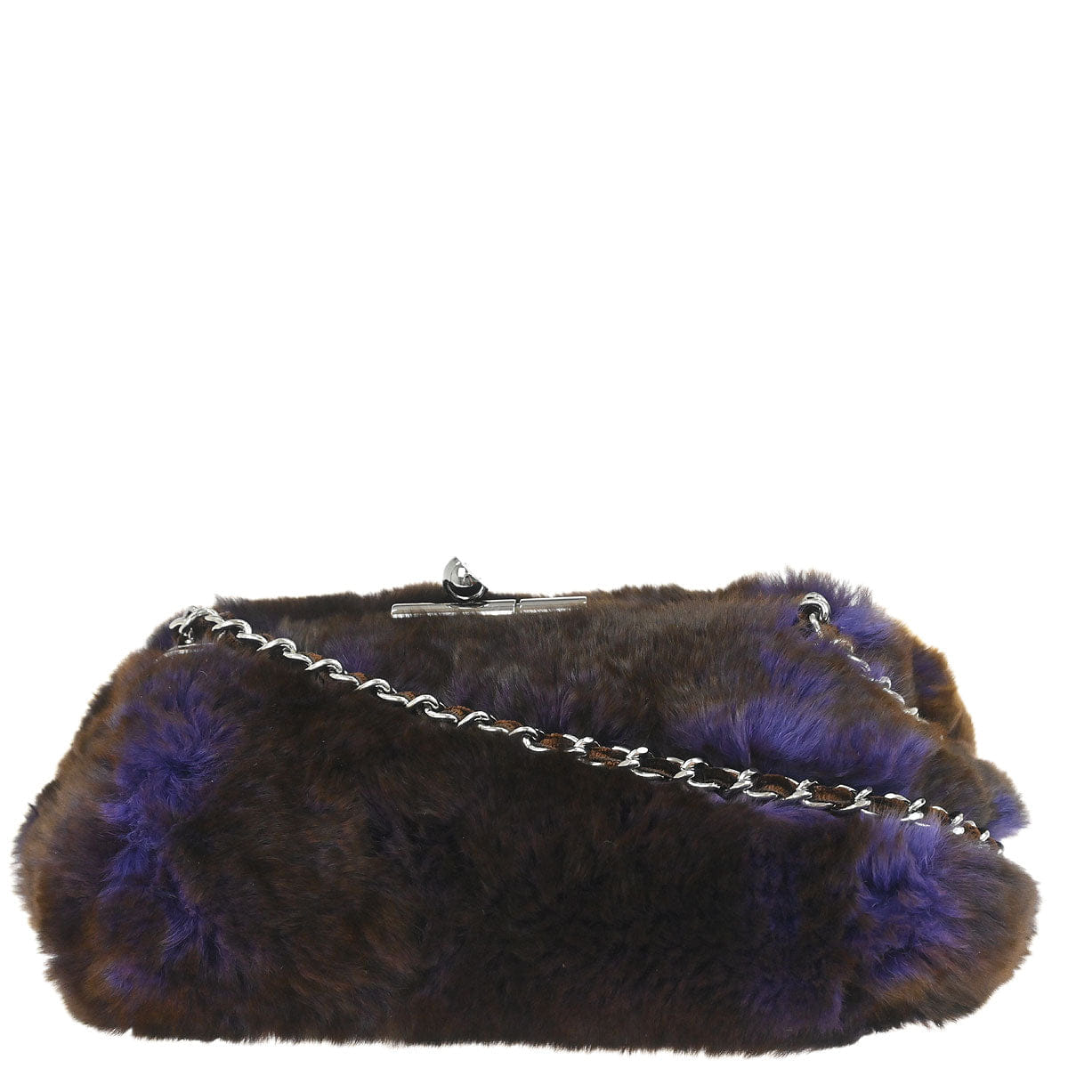 Chanel 2005 - 2006 Brown Purple Lapin Fur Shoulder Bag