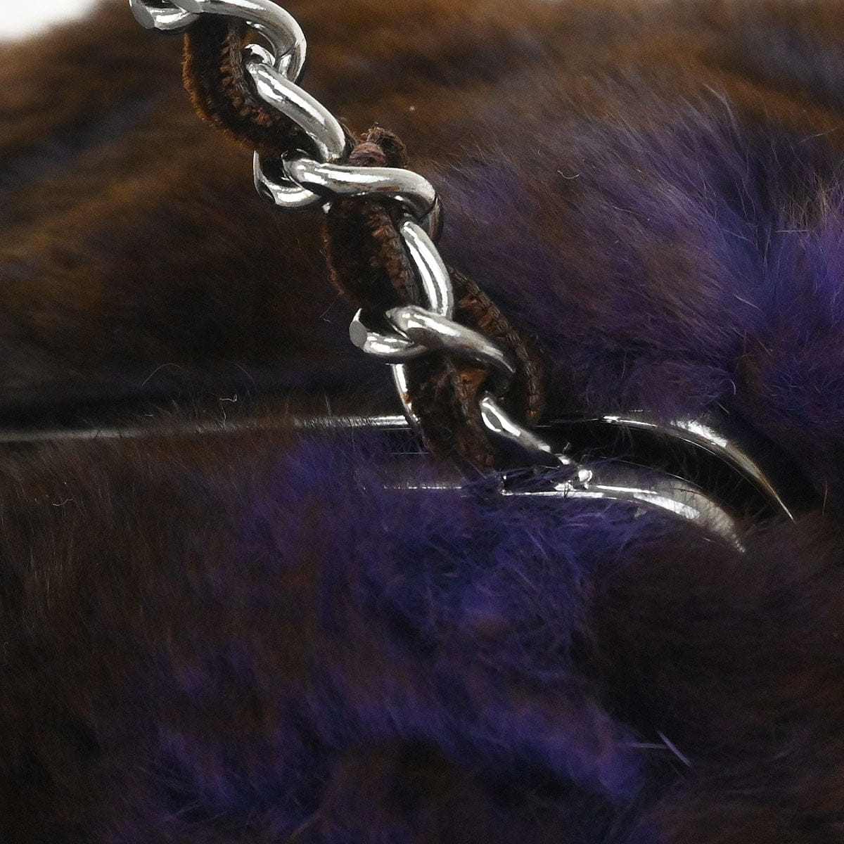 Chanel 2005 - 2006 Brown Purple Lapin Fur Shoulder Bag