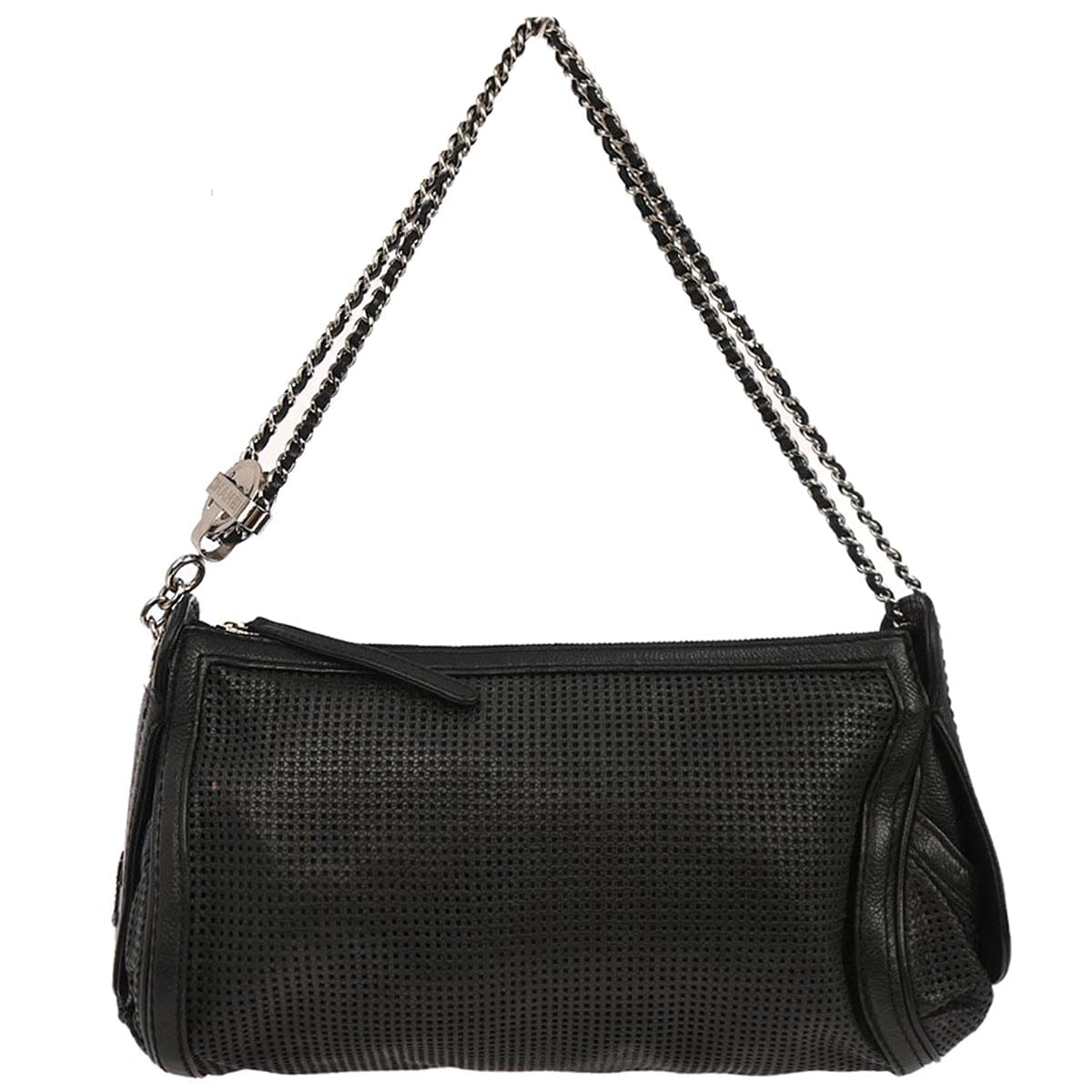 Chanel 2005 - 2006 Black Perforated Caviar Skin Pulley Shoulder Bag