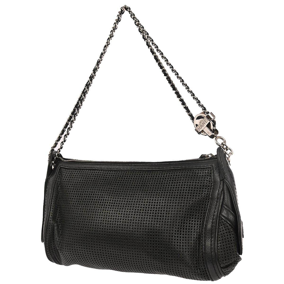 Chanel 2005 - 2006 Black Perforated Caviar Skin Pulley Shoulder Bag
