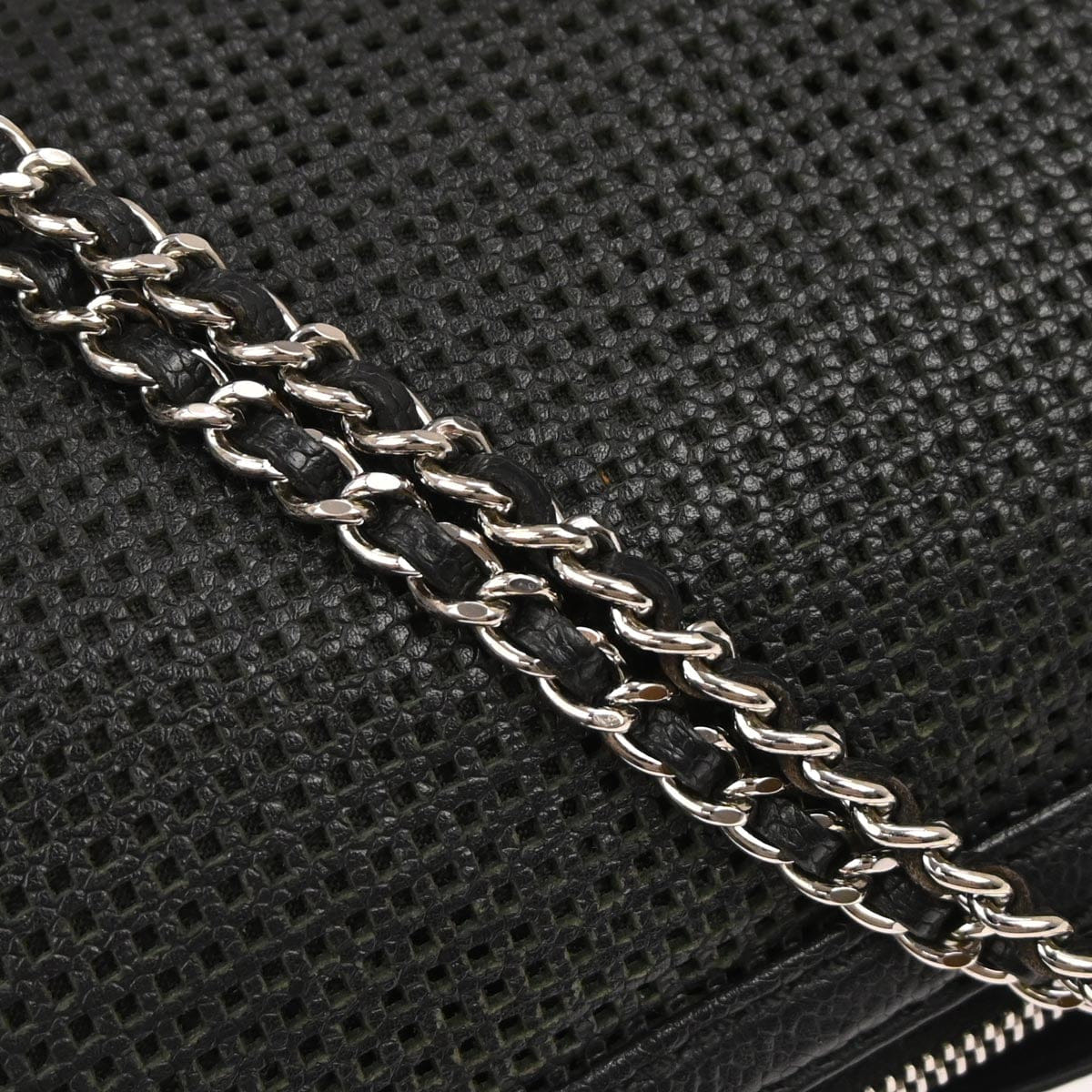 Chanel 2005 - 2006 Black Perforated Caviar Skin Pulley Shoulder Bag