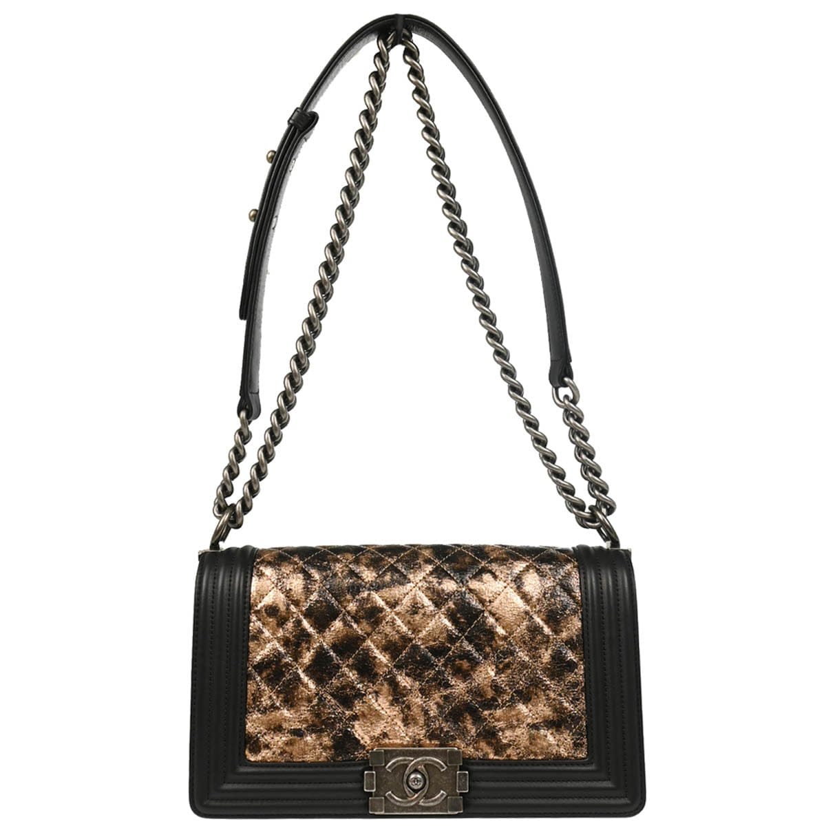Chanel Boy Chanel 2018 - 2019 Black Bronze Lambskin Medium Shoulder Bag