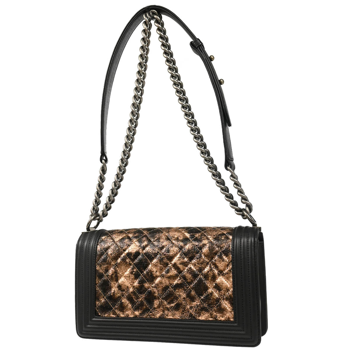 Chanel Boy Chanel 2018 - 2019 Black Bronze Lambskin Medium Shoulder Bag