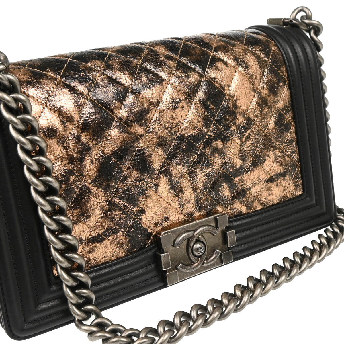 Chanel Boy Chanel 2018 - 2019 Black Bronze Lambskin Medium Shoulder Bag