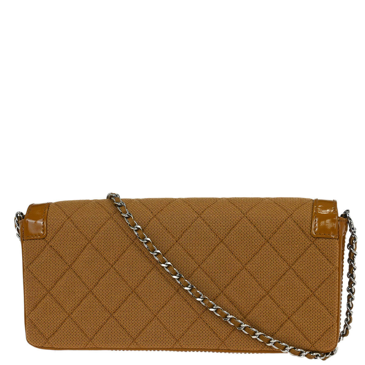 Chanel 2000 - 2002 Brown Cotton East West Mademoiselle Lock Shoulder Bag