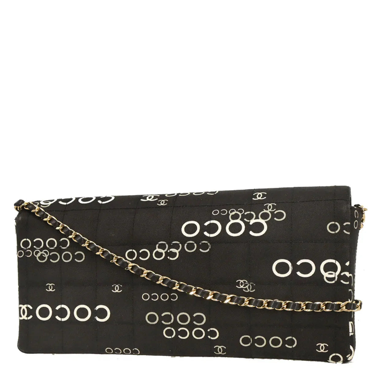 Chanel 2000 - 2001 Black Canvas COCO East West Choco Bar Shoulder Bag