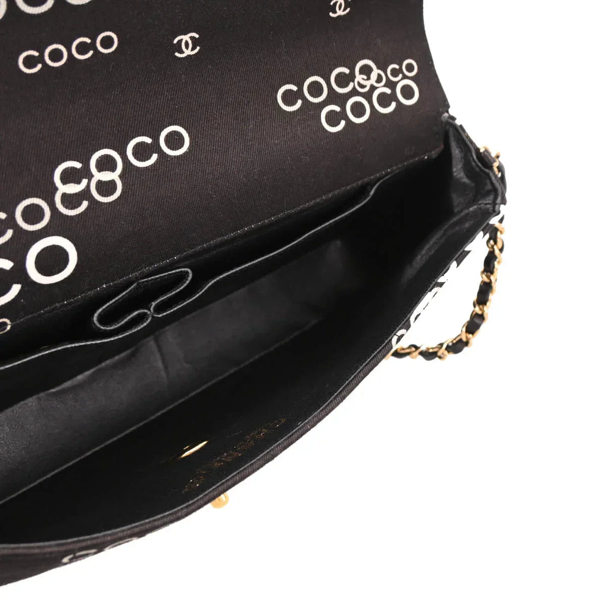 Chanel 2000 - 2001 Black Canvas COCO East West Choco Bar Shoulder Bag