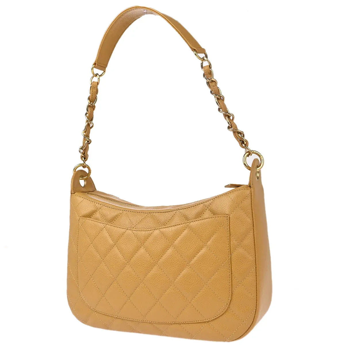Chanel 2005 - 2006 Beige Caviar Chain Shoulder Bag