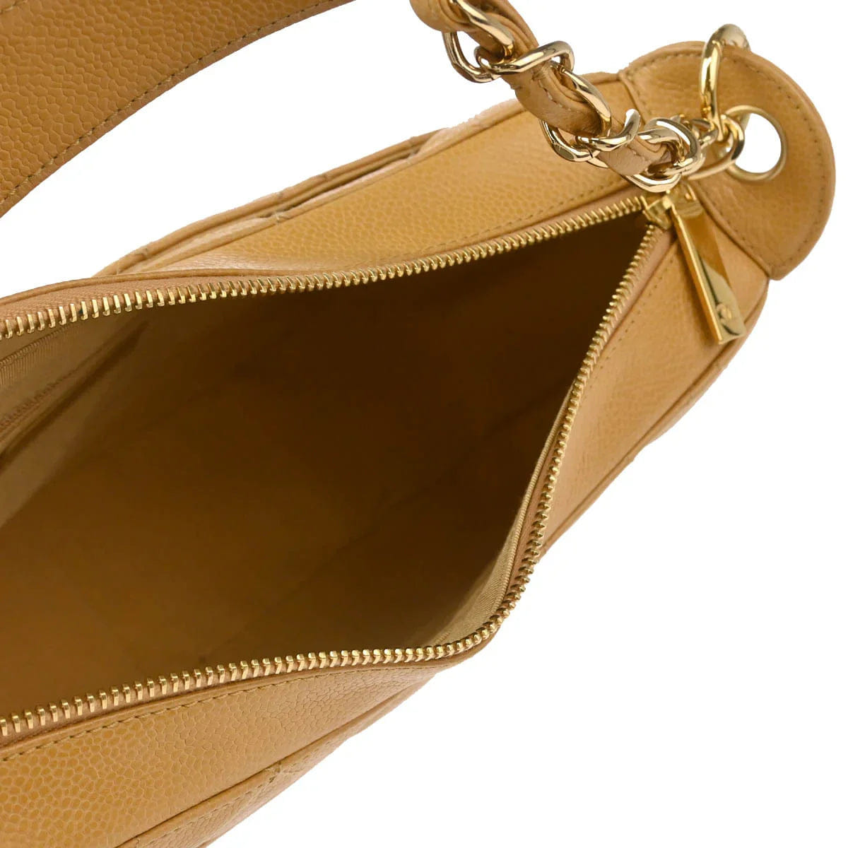 Chanel 2005 - 2006 Beige Caviar Chain Shoulder Bag