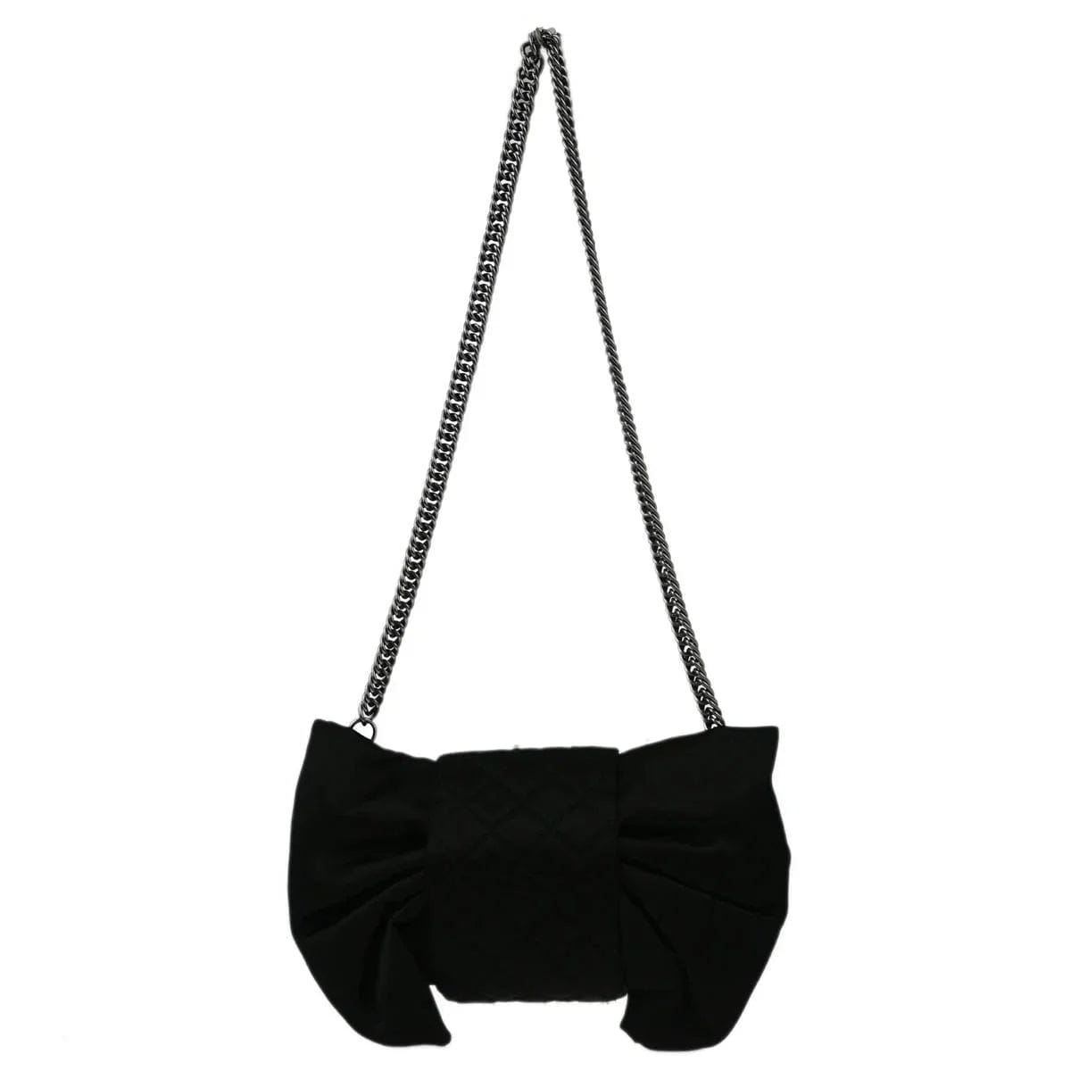 Chanel 2008 - 2009 Black Satin Bow Shoulder Bag