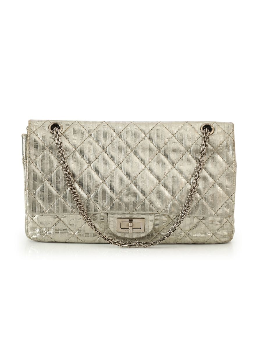 Chanel Metallic Striped Reissue 2.55 Jumbo Double Flap Shoulder Bag
