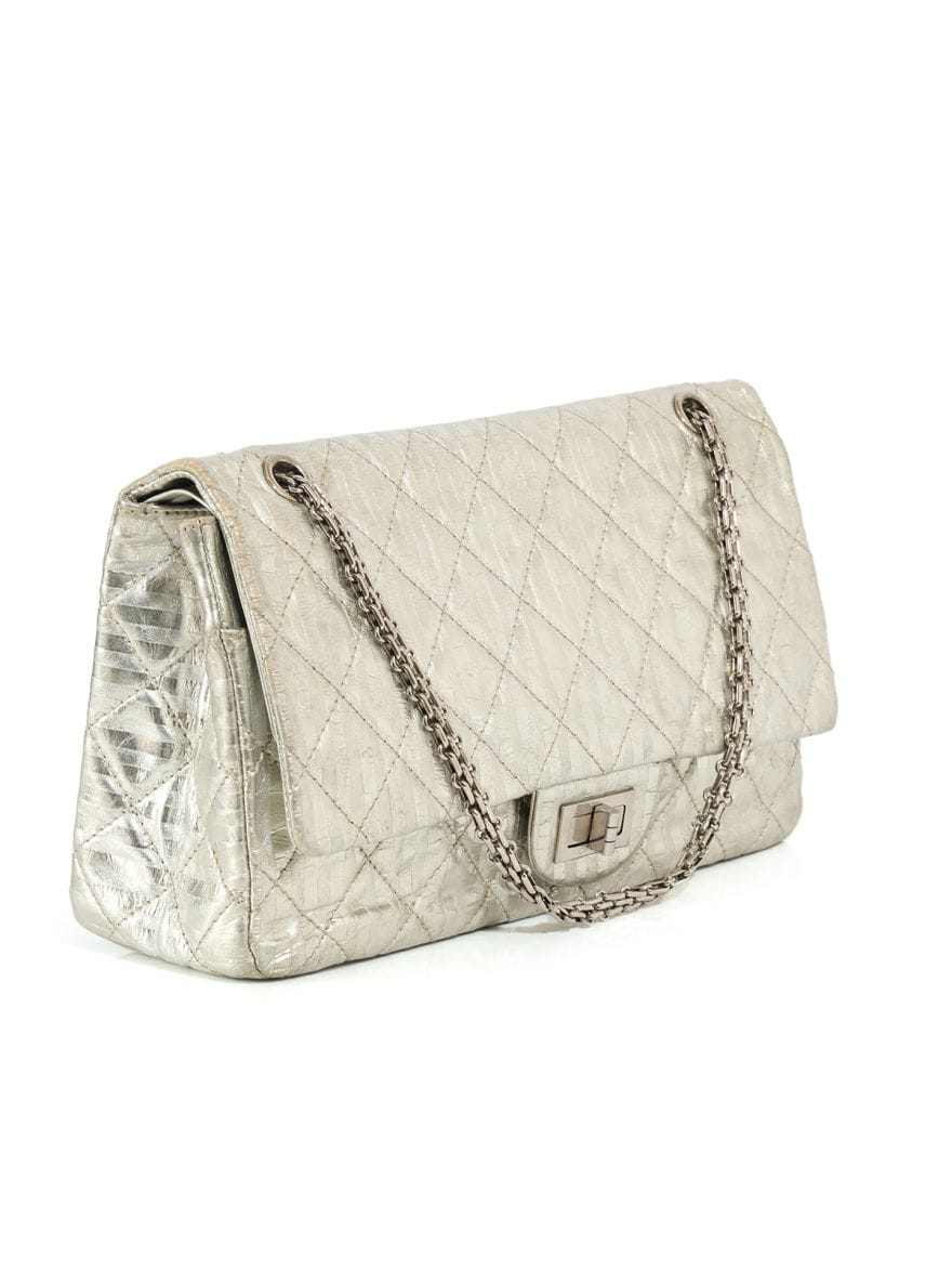 Chanel Metallic Striped Reissue 2.55 Jumbo Double Flap Shoulder Bag