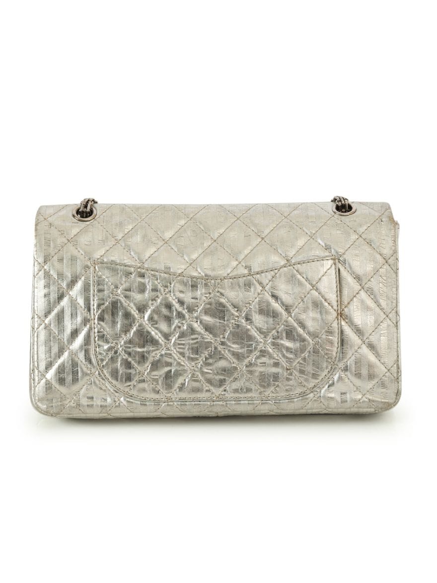 Chanel Metallic Striped Reissue 2.55 Jumbo Double Flap Shoulder Bag