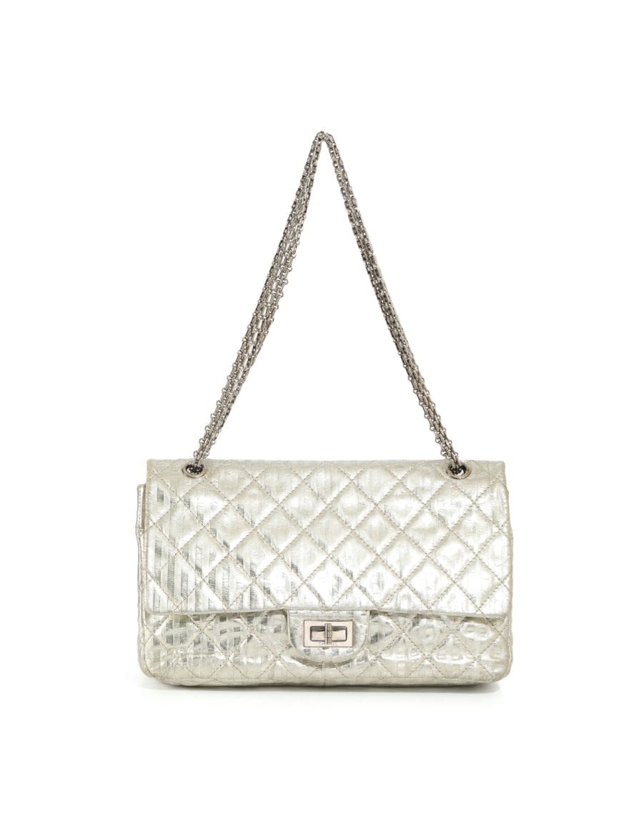 Chanel Metallic Striped Reissue 2.55 Jumbo Double Flap Shoulder Bag