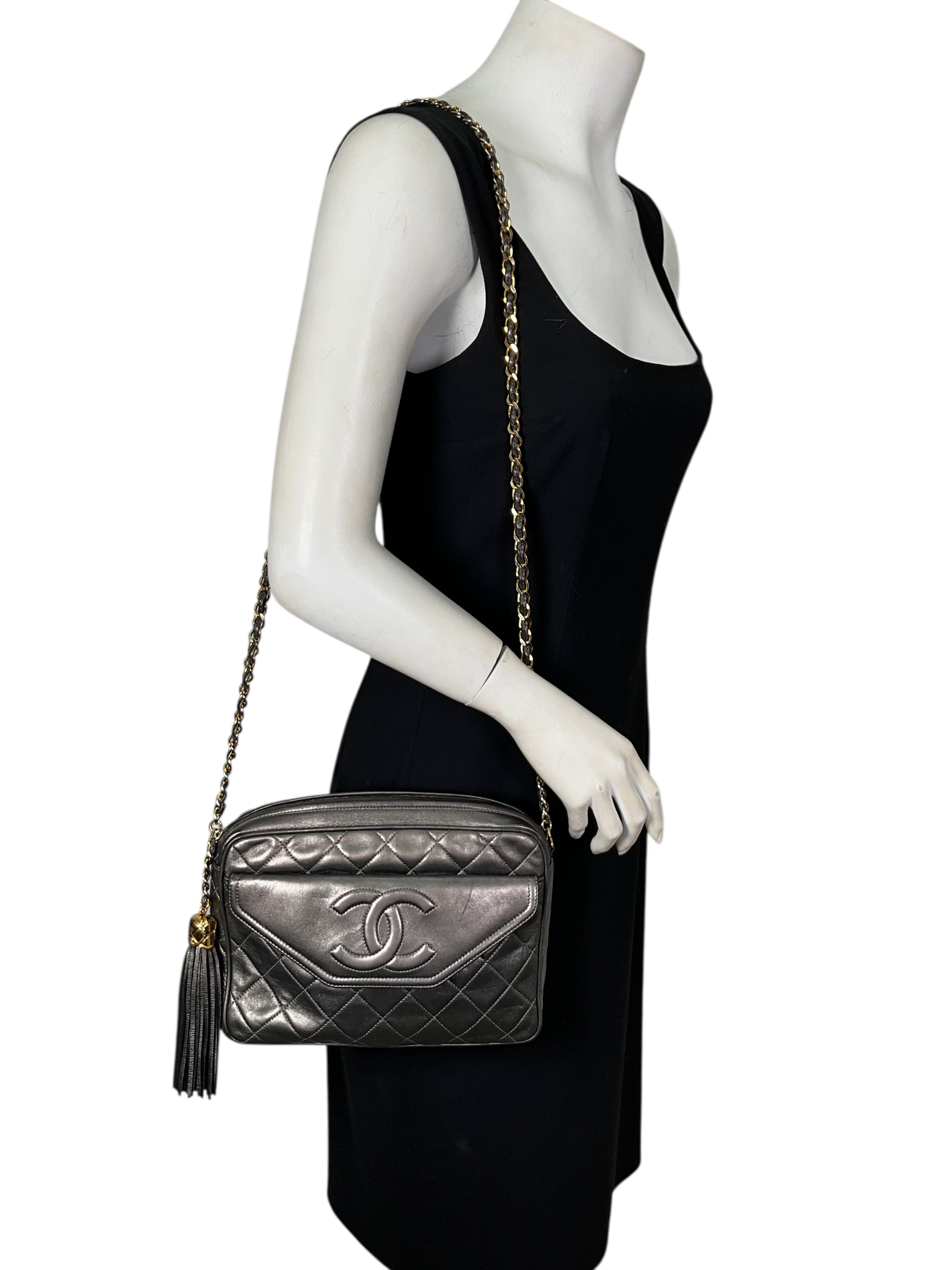 Chanel Vintage Front Pocket Quilted Lambskin Medium Camera Bag