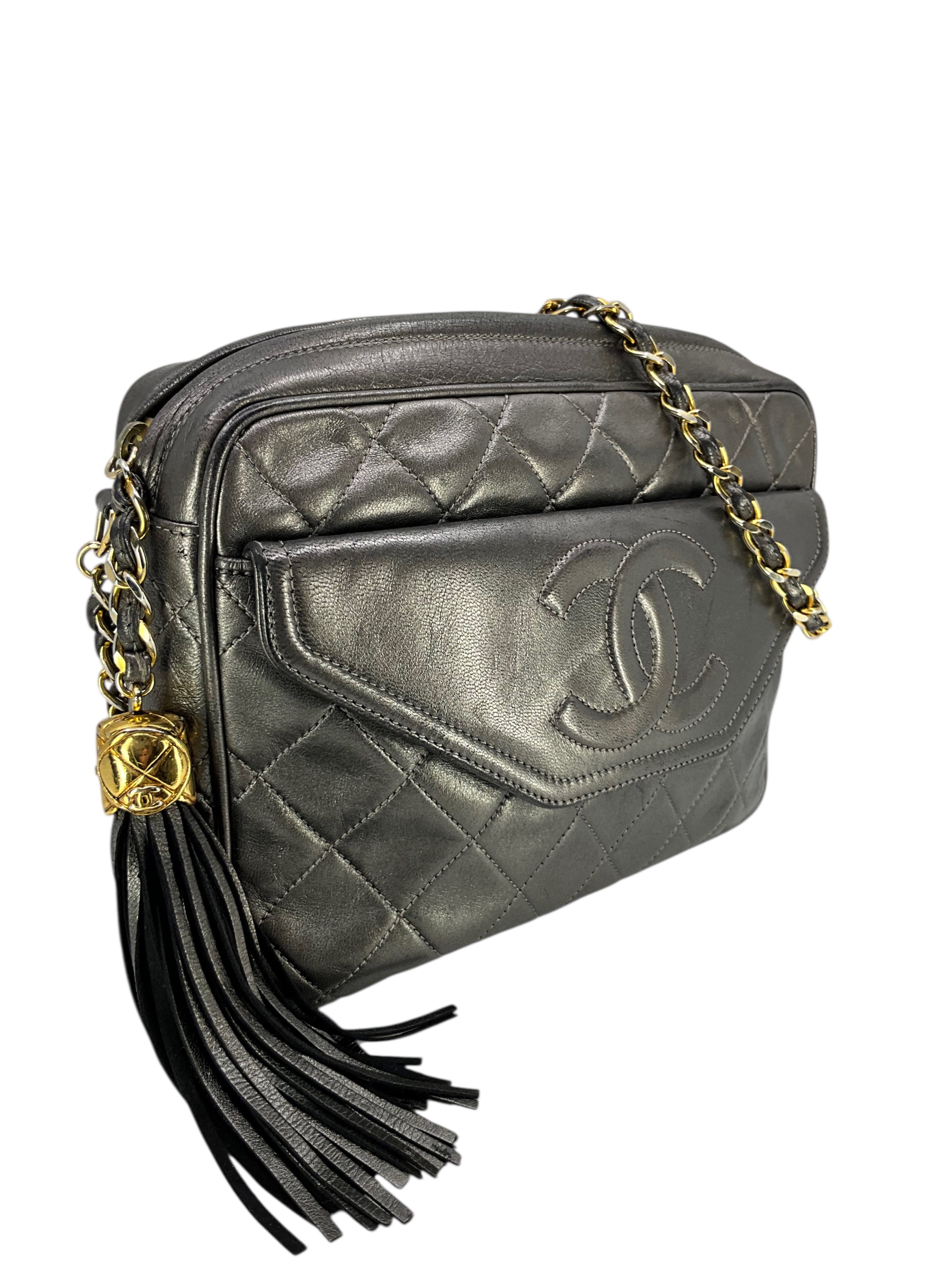 Chanel Vintage Front Pocket Quilted Lambskin Medium Camera Bag