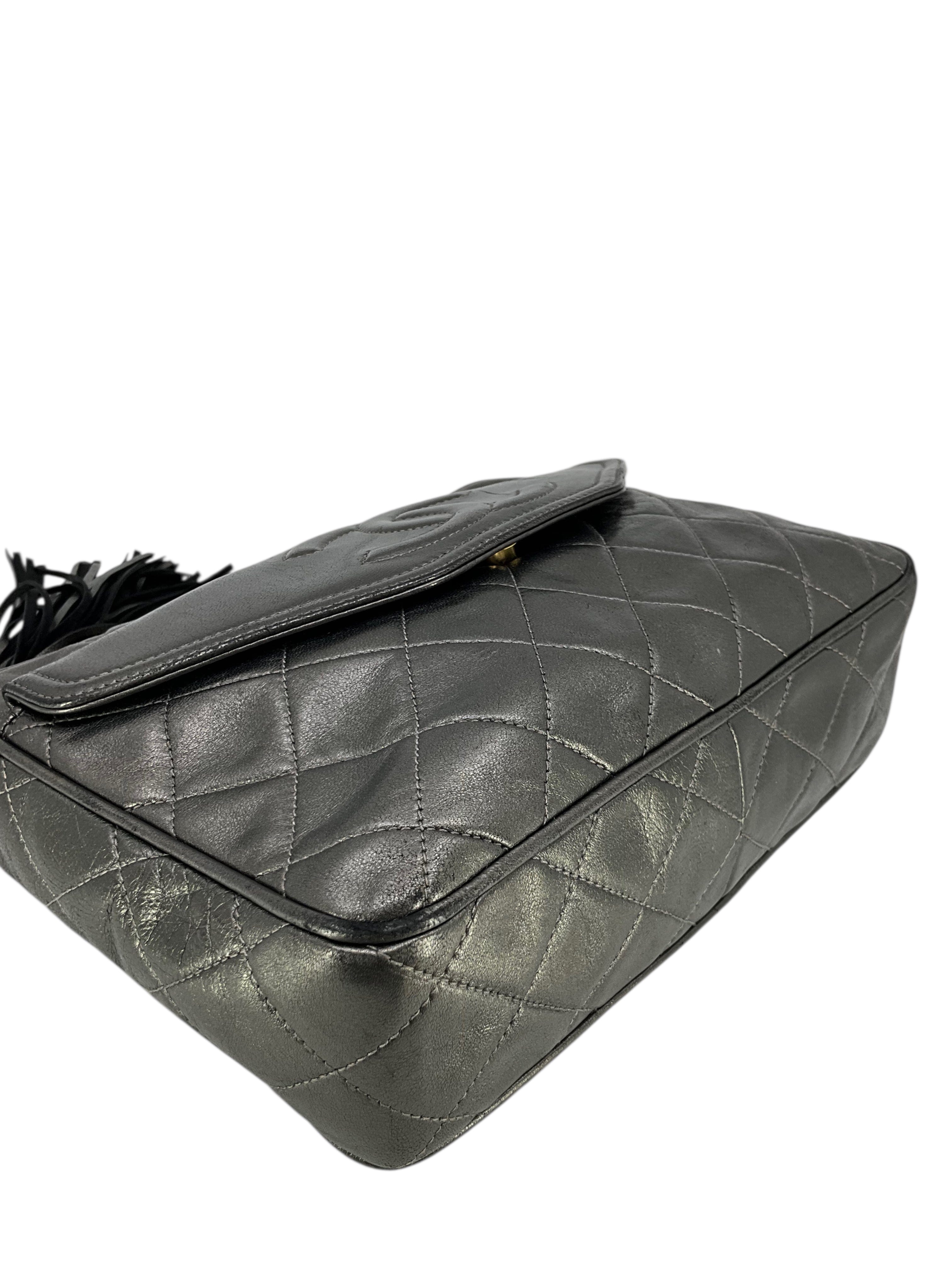 Chanel Vintage Front Pocket Quilted Lambskin Medium Camera Bag