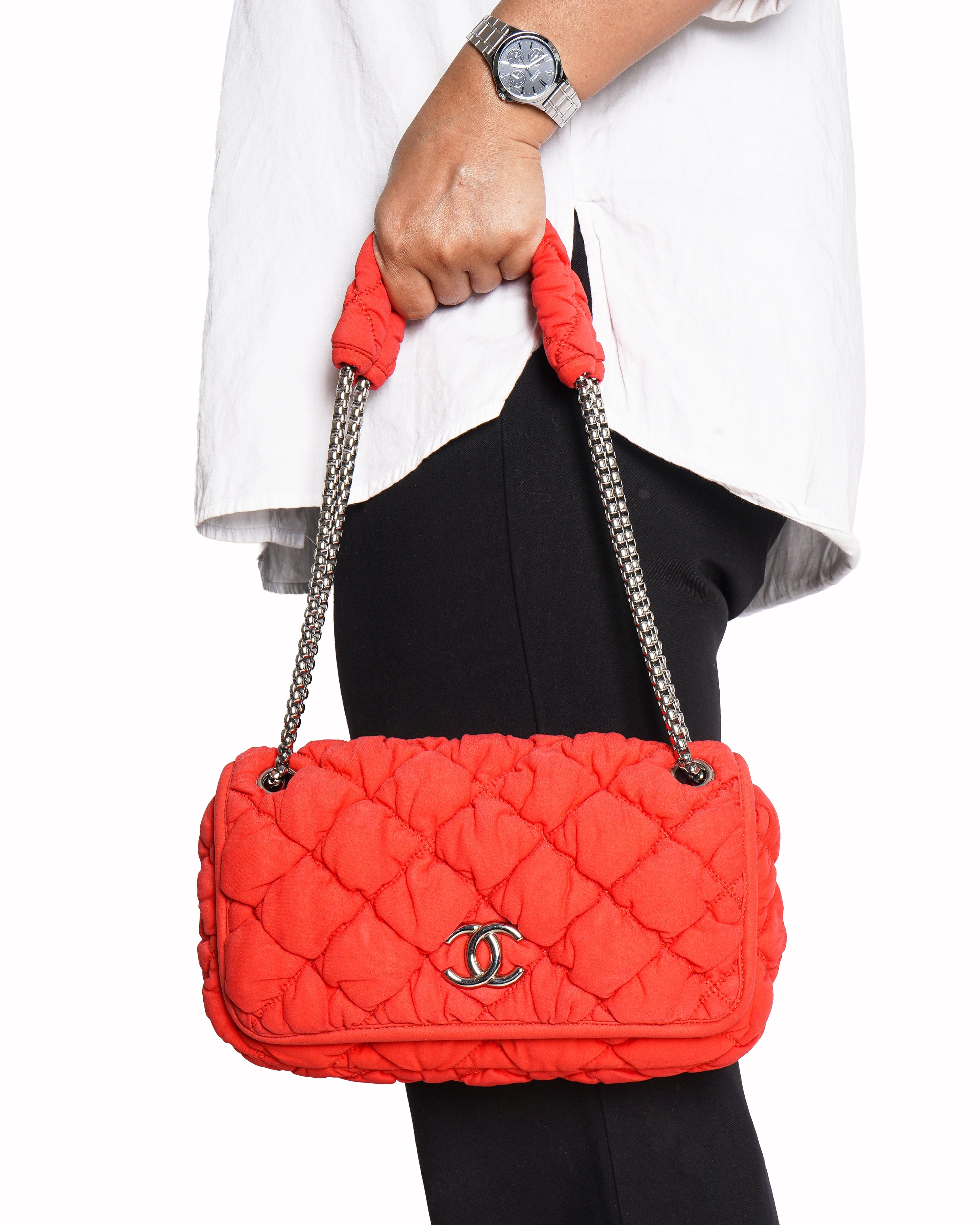Chanel Bubble Quilt Camera Bag In Orange