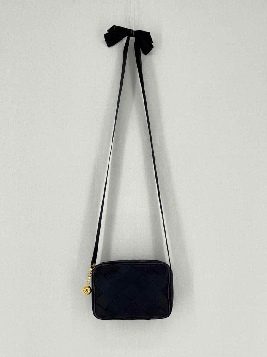 Chanel Vintage Black Woven Shoulder Bag